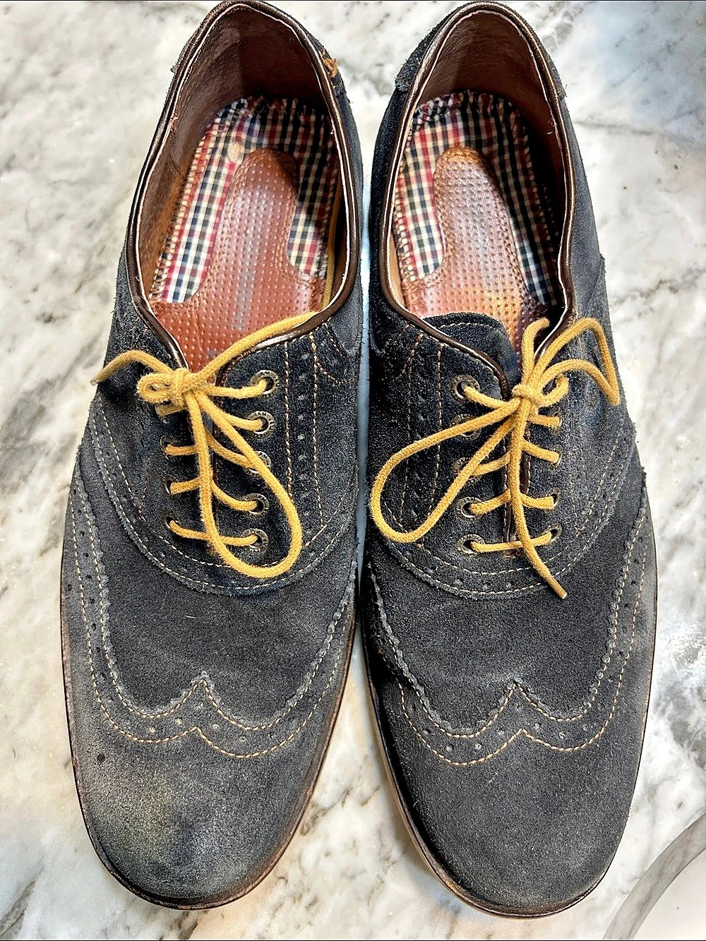 Johnston & Murphy 20-4397 Men's navy blue Leather-Look Oxfords US 10 1/2med